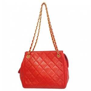 CHANEL Red Caviar Leather Shoulder Bag